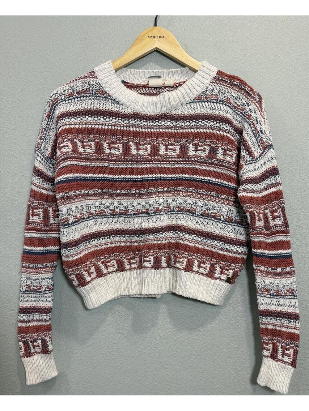 Roxy Open Knit Pullover Striped Sweater, Women's XS